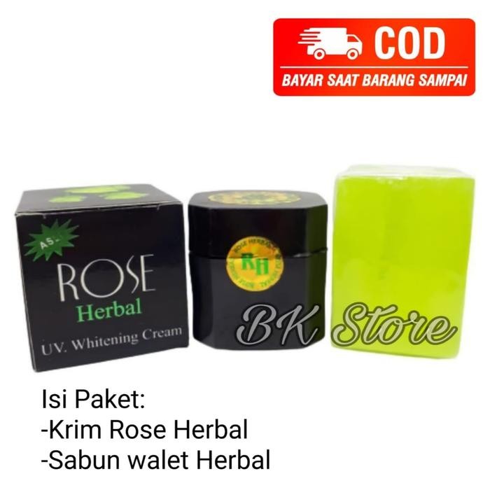 PROMO SPECIAL Paket Kecantikan 2in1/Krim Rose Hitam Herbal+Sabun Walet Hijau Original BPOM BS130