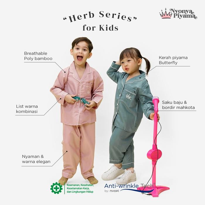 Cing- Nyonya Piyama Poly Bamboo Set Piyama Lengan Panjang Anak - Herb Vol 2