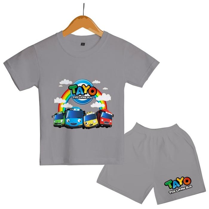 Cing- Lexander Setelan Anak Cowok Cewek Motif Tayo Rainbow