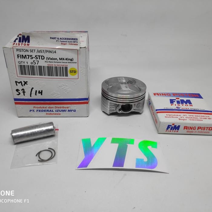 Piston Fim Mx King Vixion 57 - 60 Mm Fim 75 Pin 14 Piston Dome High