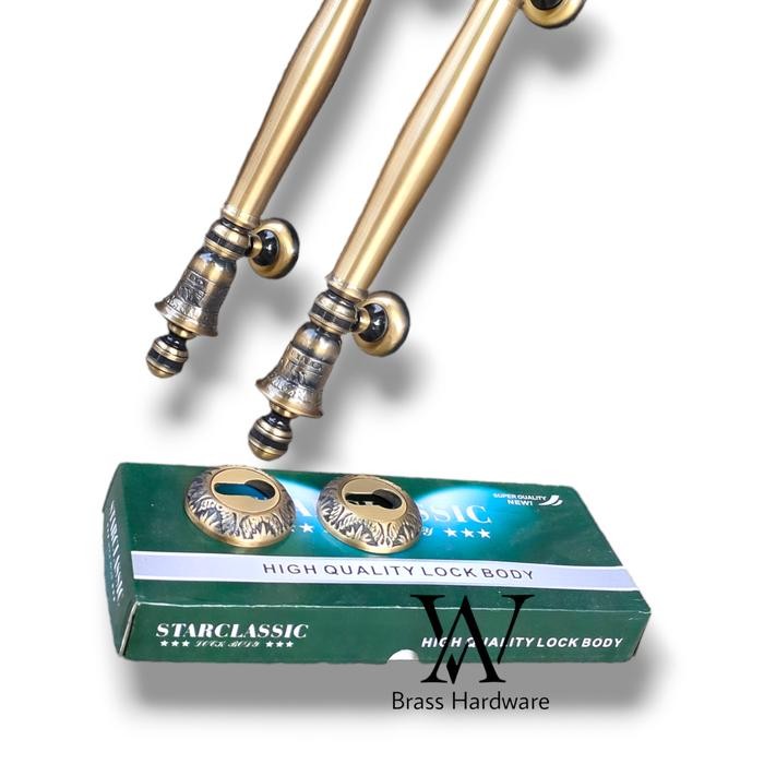 Kunci Pintu Rumah / Handle Pintu Kuningan Lonceng Antik Set Kunci