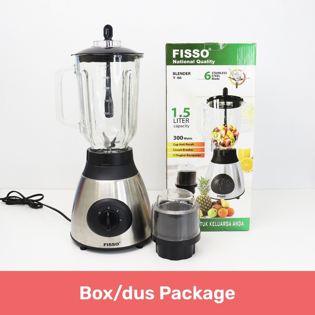 Blender Kaca 2in1 Bumbu Dapur Jus Buah Stainless Steel 6 Mata Pisau Berkualitas Premium