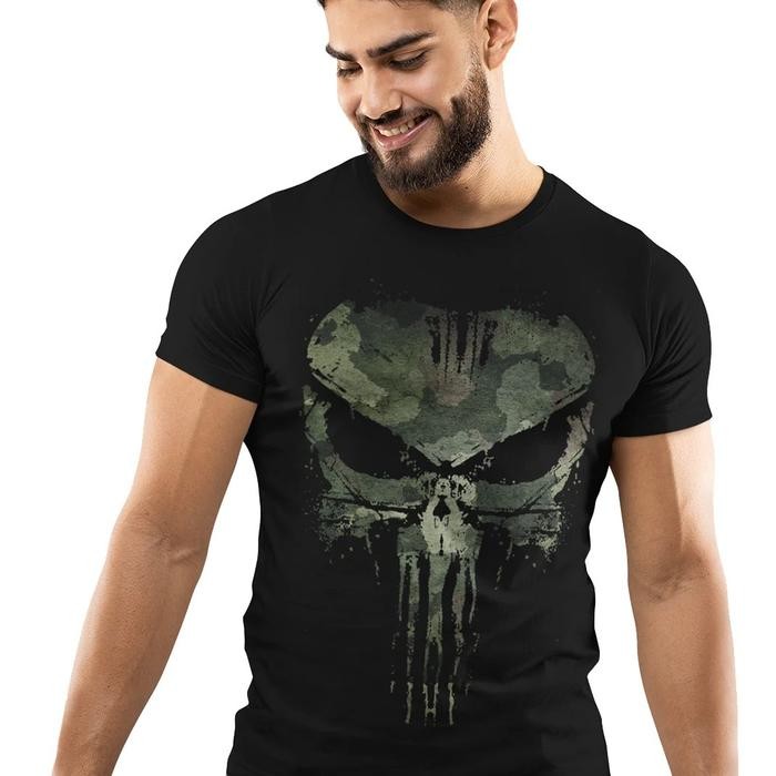 ORIGINAL KAOS PUNISHER ARMY CAMO / kaos gym pria / baju kaos olah training fitness pria / baju work