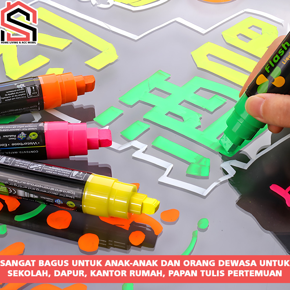 

Papan LED Tulisan Bboard Grafity Art Chalk Pen Multiwarna NyalaTulis Manual dengan Spidol Khusus