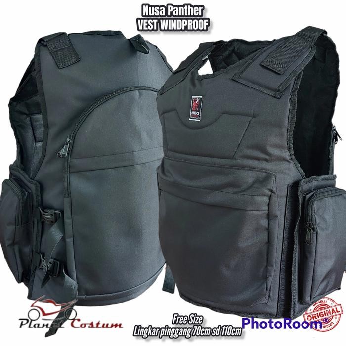 Rompi Motor Black Panther Touring Bikers Turing anti angin air Hitam