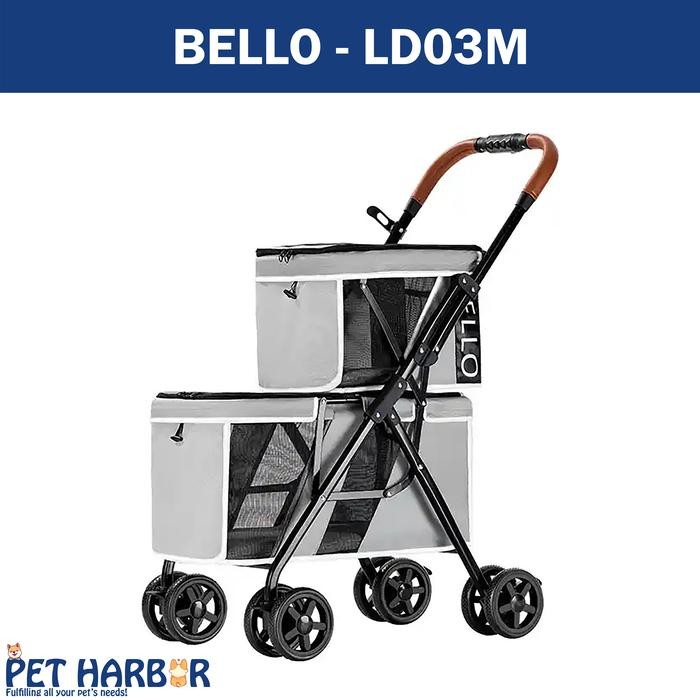 BELLO Stroller Double Decker Pet Stroller Stroller Anjing Dorongan
