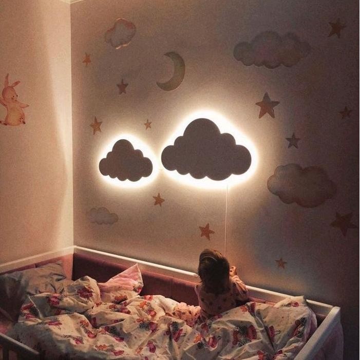 Lampu Tidur Awan Hiasan Dinding Kamar Anak Dekorasi Aesthetic Kamar anak Kamar Tidur Akrilik *