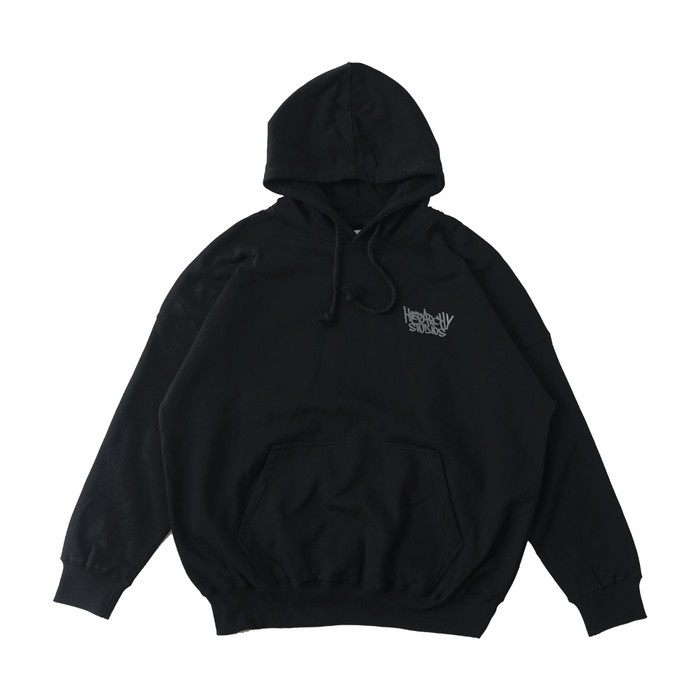 TERBARU.. HIERARCHY STUDIOS - BLACK GRAFFITI WIDE LOGO OVERSIZED HOODIE