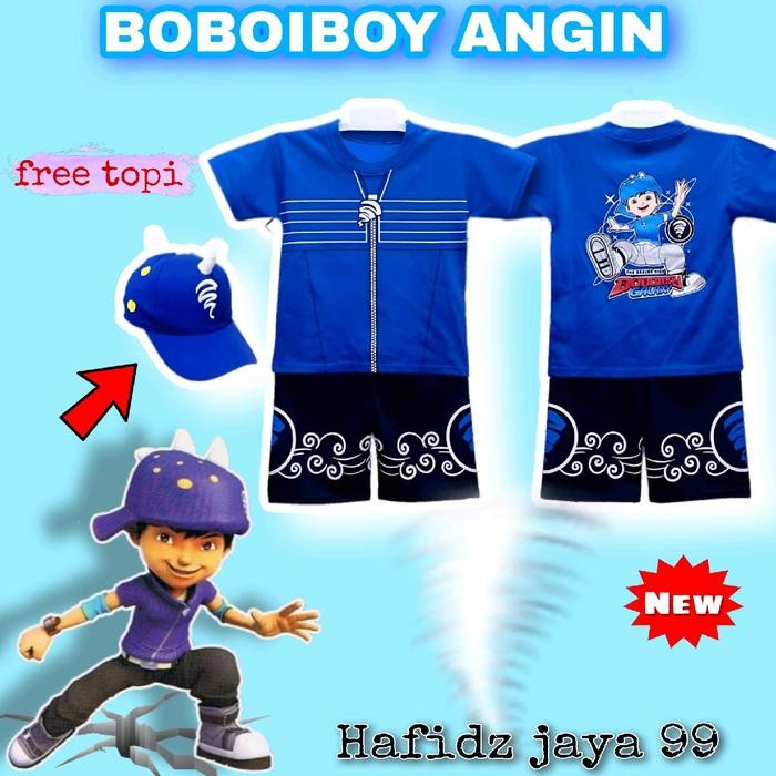 TheKids- Terbaru ...Setelan Anak Laki-Laki Baju Kostum Boboiboy Angin Set Topi/Stelan Baju