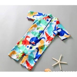 Baju Renang Anak Bayi Baby Laki / Cowo Lengan Pendek Swimsuit Dino Jumpsuit Wetsuit Swimwear