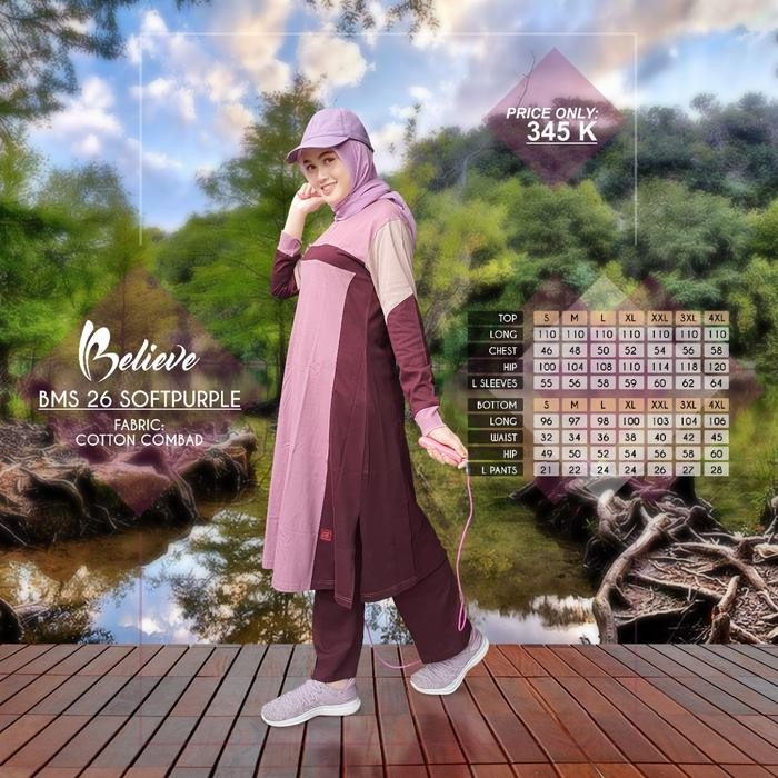 Baju Olahraga Muslimah + Beleive BMS 26 + Setelan Olahraga Terbaru
