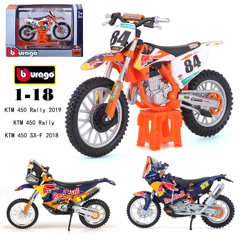 Bburago 1:18 Red Bull Ktm 450 Rally Ktm 450 Sx-F 2018 Authorized Simulation Alloy Motorcycle Model