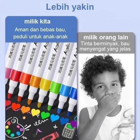 

Allinhome - Spidol Acrylic Marker 12/24/36/48/60/80 Warnas Paint Marker DIY Painting Spidol Pastel