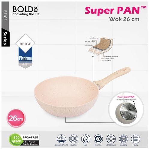 Kenanganpawon Wok Pan 26Cm Beige Bolde / Wajan Anti Lengket Bolde