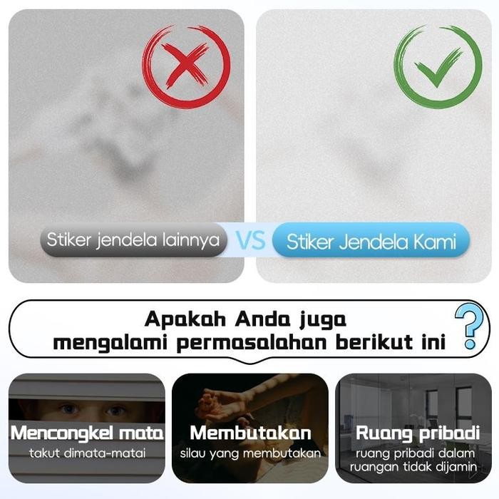 Stok Siap Stiker Kaca Jendela Pintu Motif Transparan Buram Stiker Toilet Film Kamar Mandi Anti Silau