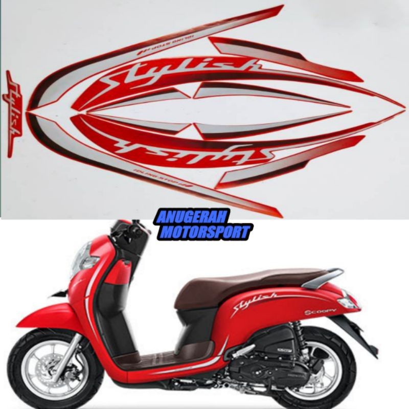 STRIPING / STICKER LIS SCOOPY STYLISH MERAH DOFF 2019