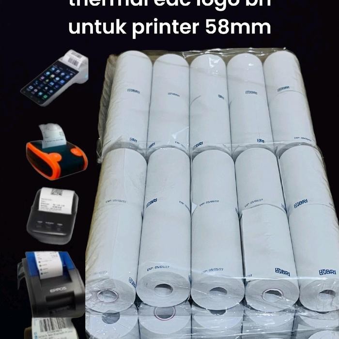 

ID 30 ROLL KERTAS STRUK KASIR LOGO BANK BRI 58/57X30 FULL CORELESS PAKET MURAH 1KG / 3 PACK