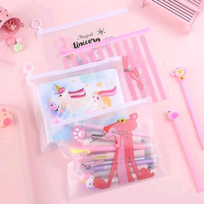 

ID ZIPPER BAG UNICORN POUCH TEMPAT PENSIL TRANSPARAN POUCH SERBAGUNA PENCIL CASE POUCH TAS KOSMETIK