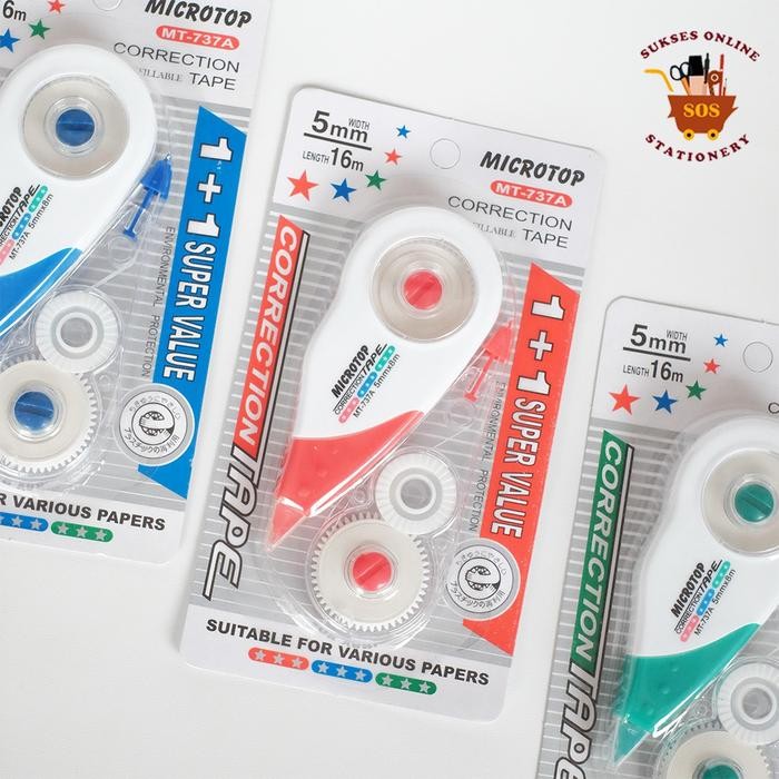 

ID UF CORRECTION TAPE MICROTOP MT-737A+REFILL / TIPEX ROLL / TIPEX KERTAS/PITA KOREKSI/TIPX