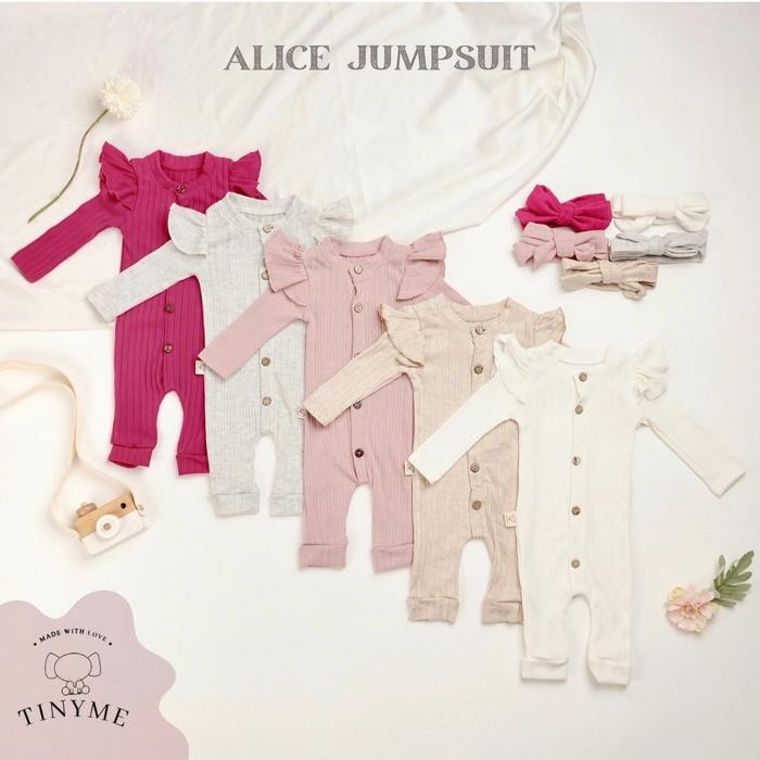 Beboo- (Free Bandana) 0-12Bln Jumper Ruffle Basic Bayi Jumpsuit Romper Baju Pakaian Anak