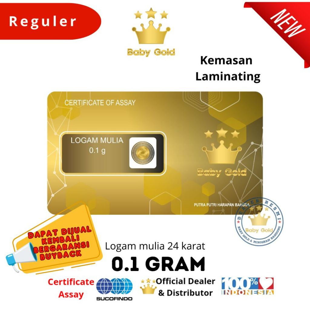BABY GOLD 0.1GRAM Logam Mulia Emas Mini
