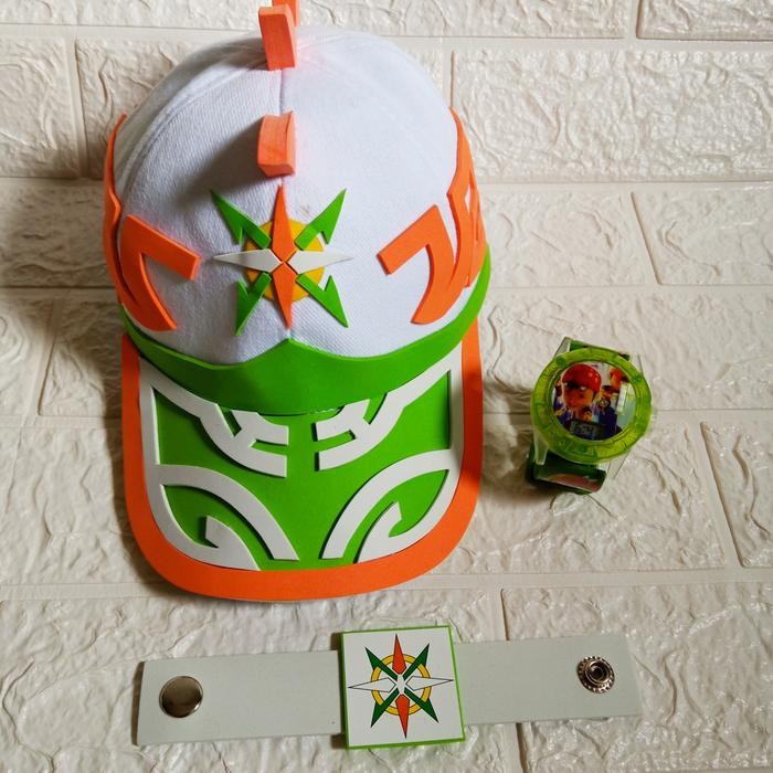 Topi boboiboy sori +jam tangan boboiboy bonus gelang terbaik