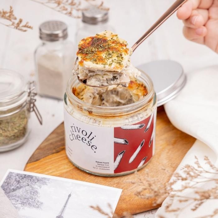 

RIVOLI CHEESE / BAKED PASTA IN A JAR / COOKED PASTA