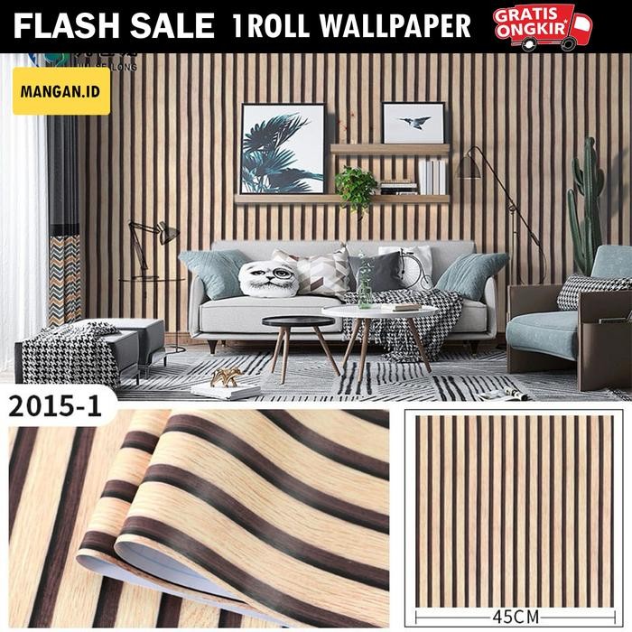 Senja_Craft Wallpaper Dinding Motif Kayu Salur Rona Ukuran 45Cm X 9M Berbahan Pvc Textured Tahan
