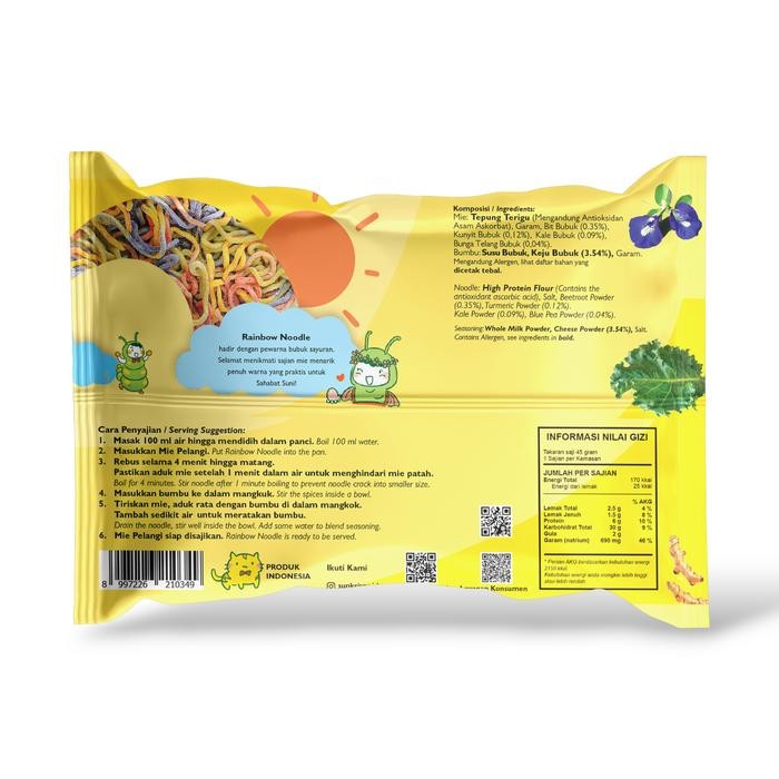 

SUNKRISPS RAINBOW NOODLE CHEESE MIE PELANGI MPASI SEHAT RASA KEJU 45GR