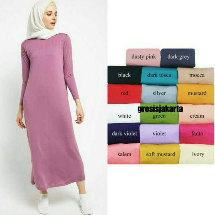 Elhijab- Manset Gamis Lengan Panjang / Inner Dress Dalaman Gamis / Mangset Gamis Hitam Putih