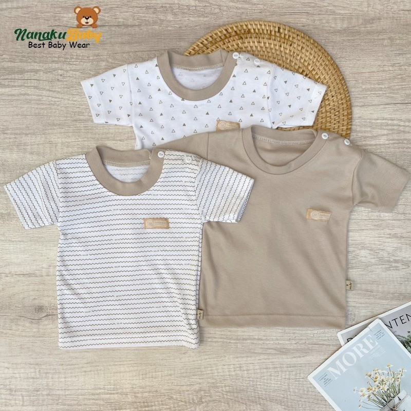 Nanaku Baby - Isi 3 Pcs Baju Bayi Kaos Oblong Bayi Kualitas Premium Ukuran S M L Xl Usia 0-18 Bulan
