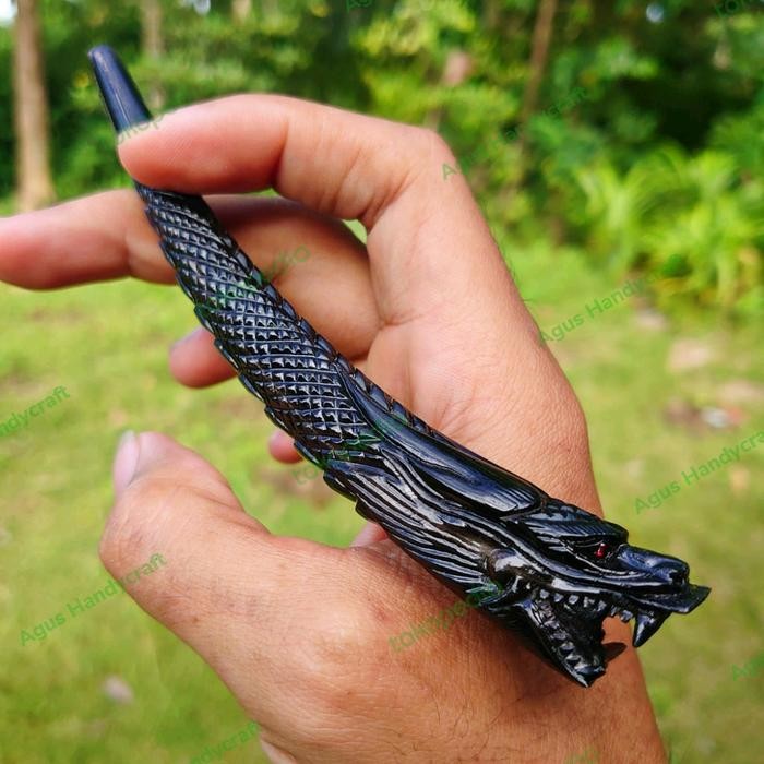 ONCE TANDUK KEAU HITAM UKIRAN NAGA FULL 3D PIPA ONCE UKIRAN UK 12CM *