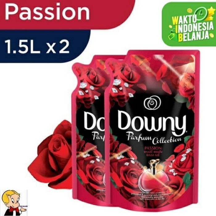 Downy Pelembut Pewangi Pakaian Passion Refill 1.5 Liter Twin Pack