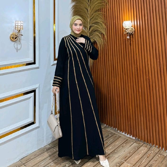 Zahra- Abaya Jetblack Arsyila / Gamis Hitam Polos / Dress Terbaru / Abaya / Abaya Hitam /