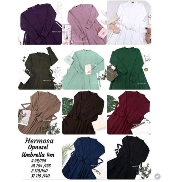 Zahra- [Gamis Hermosa] Gamis Polos Semua Warna- Gamis Polos Ungu Tua, Lavender, Putih, Army,