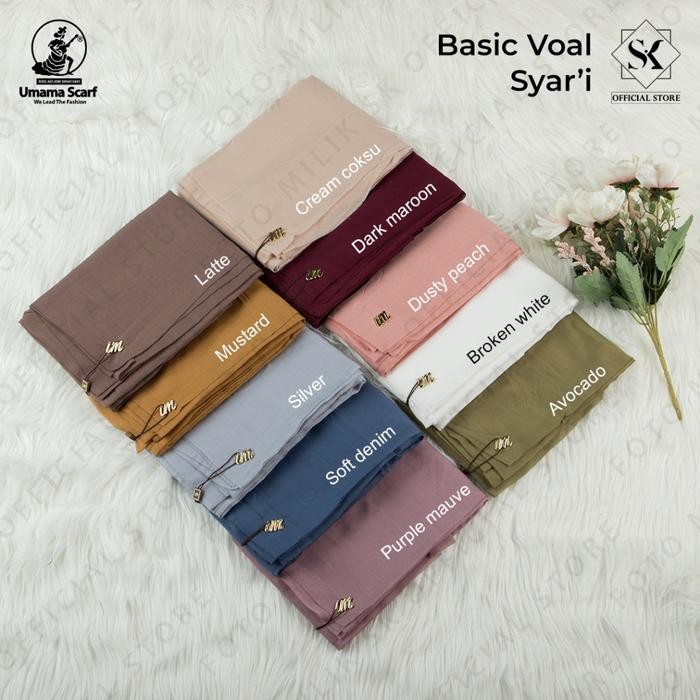 Hijmoda- Jilbab Basic Voal Jahit Syari Pouch Lasercut Metalogo Um 130X130Cm Hijab Jumbo