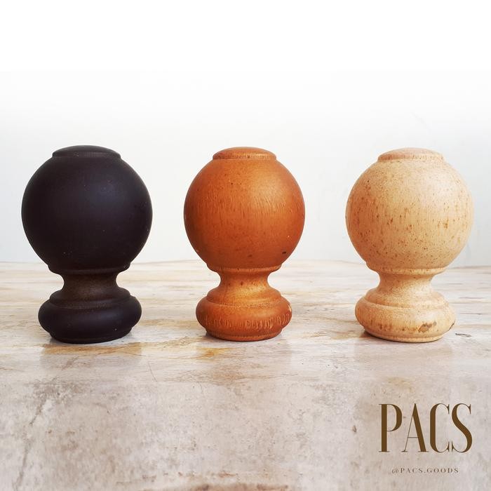 Dekorqt- Ujung Rollet Gorden Hordeng Kayu / Bubutan / Ujung Tangga Kayu Bulat