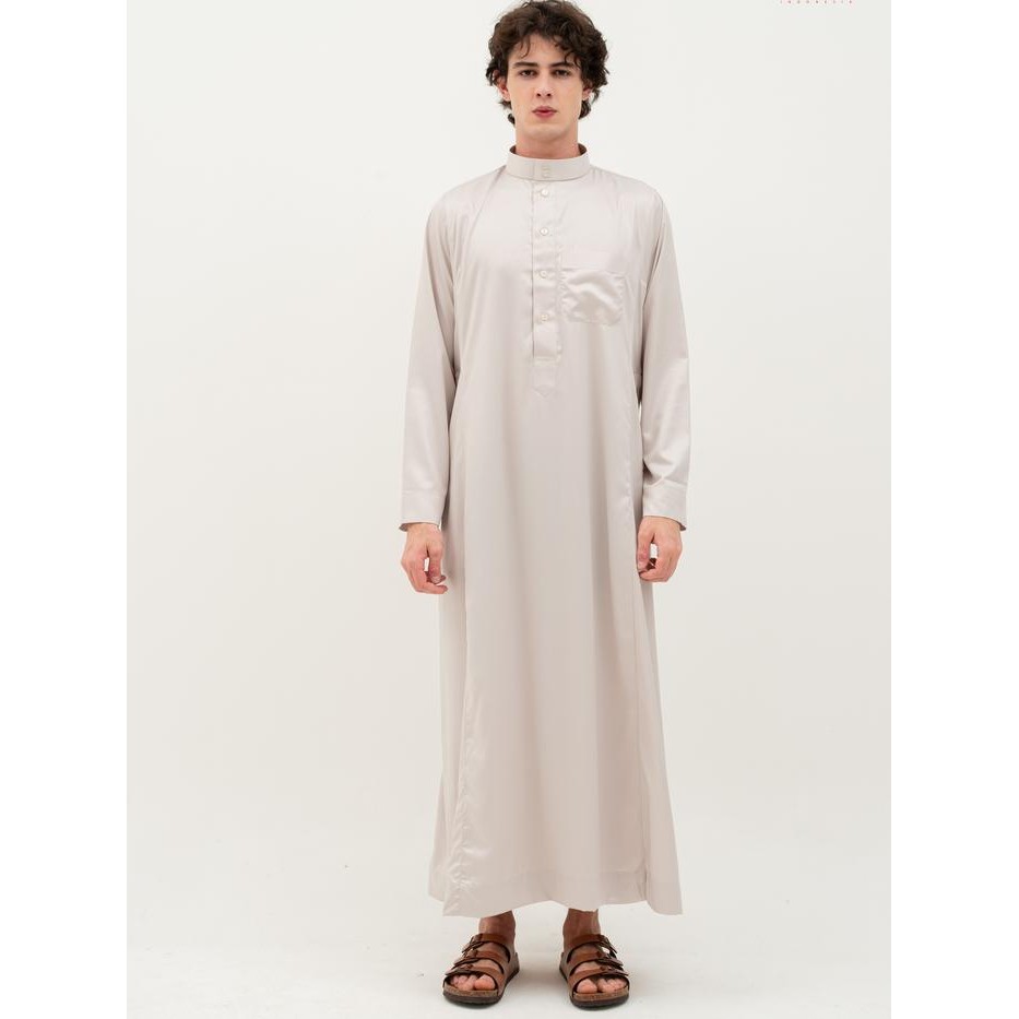 Elhaz- Al Haramain Jubah / Gamis Pria Remaja & Dewasa Viet Polos / Jubah Al Haramain Coklat
