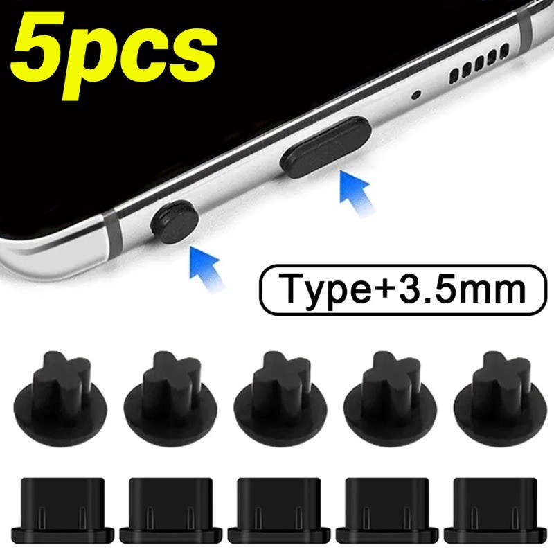 Silicone Anti-dust Plug Type C Plug Dust Plug 3.5mm Earphone Jack USB Type-C Anti Dust Plug for   Ch