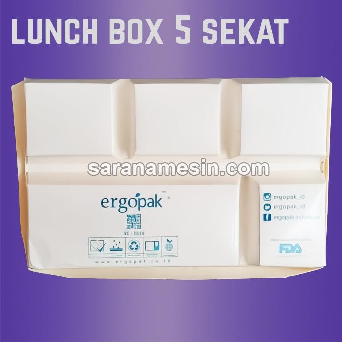 PAPER LUNCH BOX 5 SEKAT /PAPER BOX ANTI BOCOR 5 SEKAT