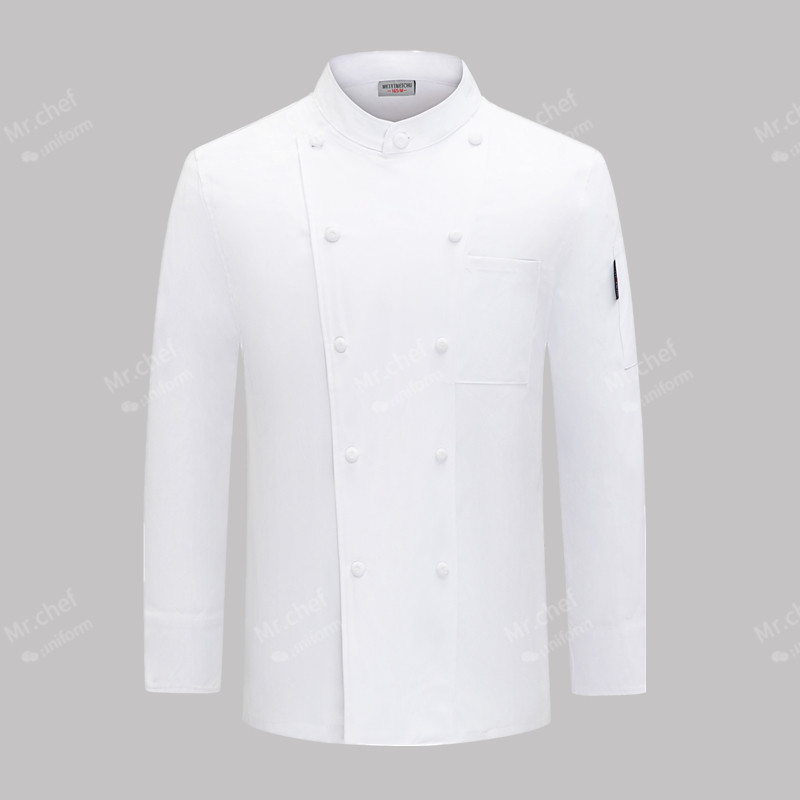 White Chef Jacket Long Sleeve Chef Coat T-Shirt Hotel Chef Uniform Restaurant Chef Coat Bakery