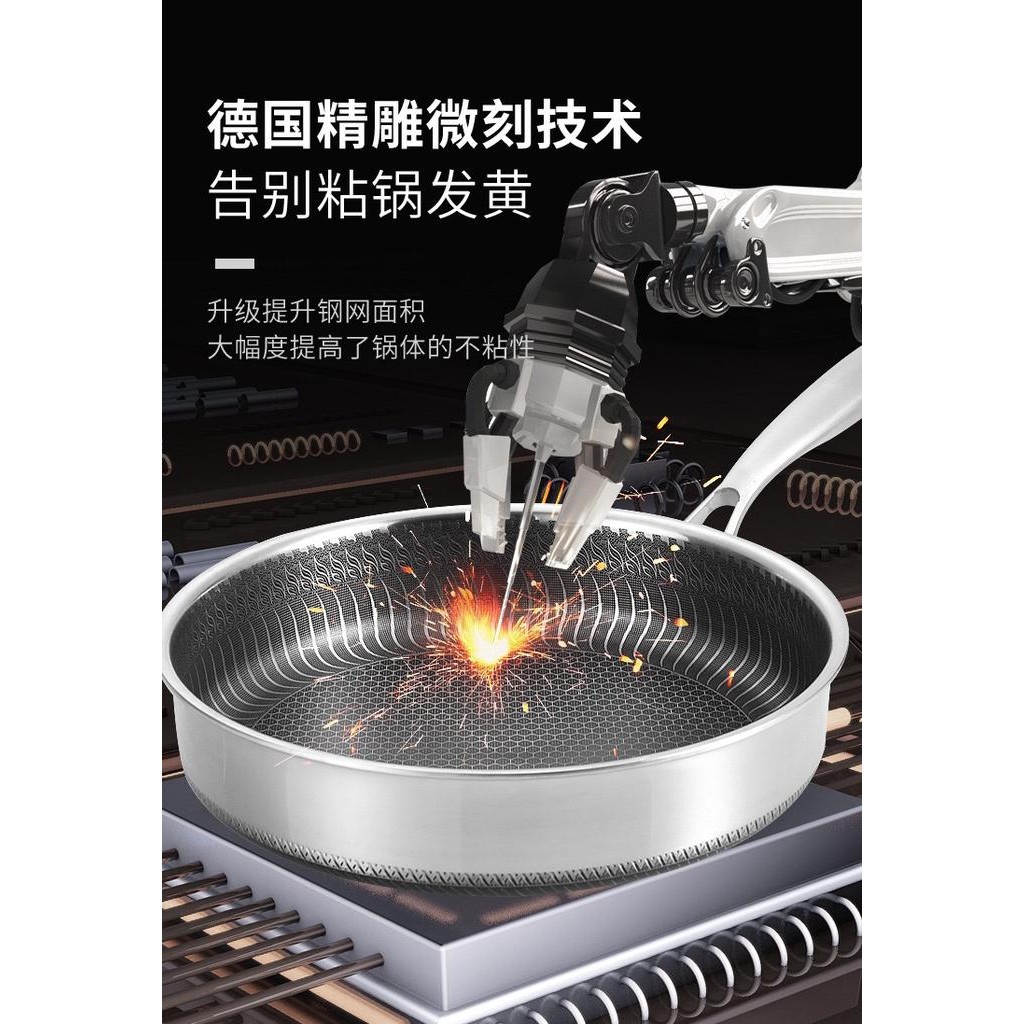 [MS] Wajan Stainless Steel 316 / Wok Frying Pan Honeycomb AntiLengket