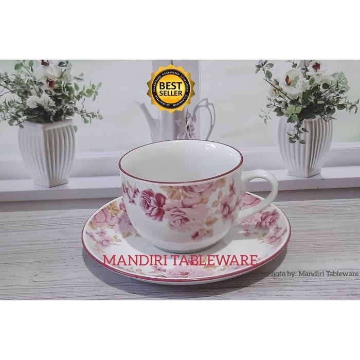 CANGKIR SET KERAMIK / COFFEE SET / PINK ROSSIE