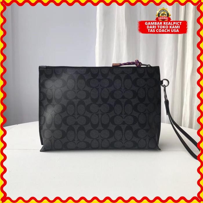 Tas Coach Academy Pouch Men Pria In Signature Original Branded