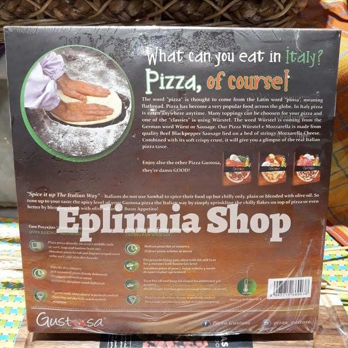 

GUSTOSA PIZZA WURSTEL E MOZZARELLA 375 GR - PIZZA FROZEN