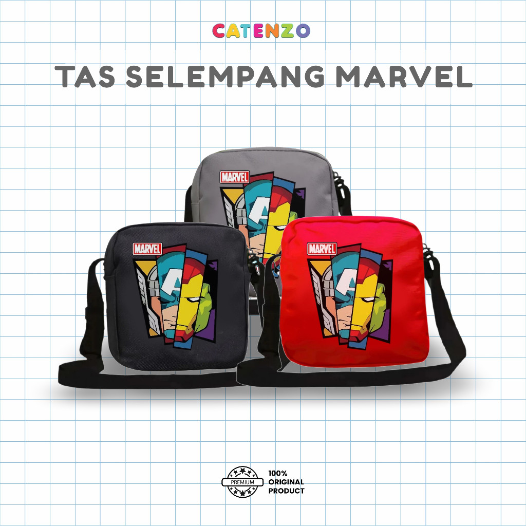 Tas Sling Bag Anak Karakter Marvel Laki Laki Tas Selempang Polos Cowok Style Kekinian
