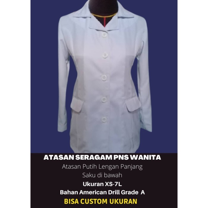 ORIGINAL Saku XS-7L Wanita Lengan PNS di PDH Seragam Bawah Putih Pemda Panjang READY STOCK