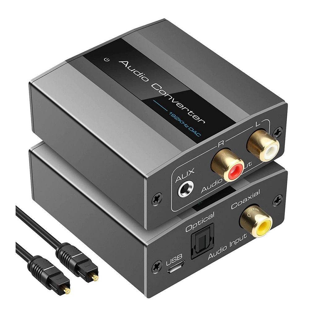 Optical to RCA Converter Audio Converter Digital to Analog Audio Coaxial to RCA Adapter 3.5mm AUX wi