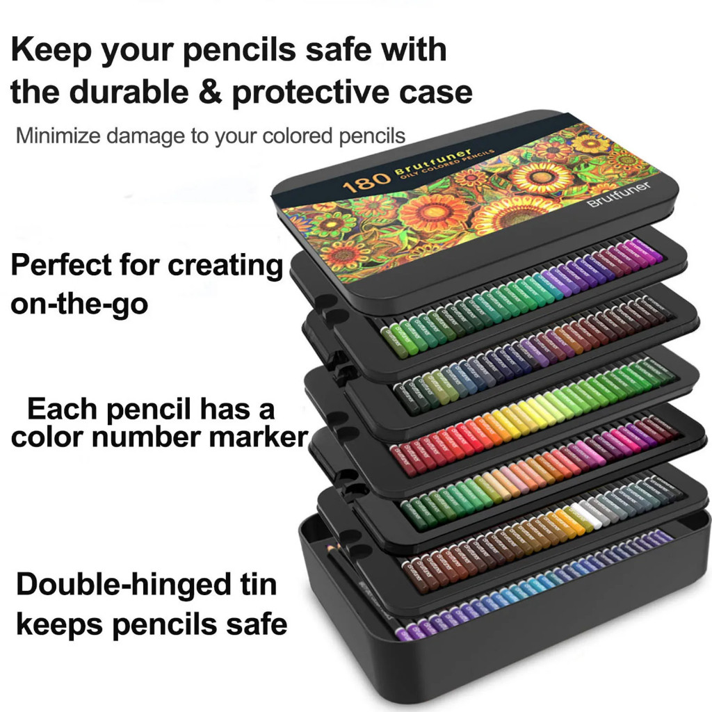 

Brutfuner Pensil Warna 180 Colors Tinbox K Besi kaleng