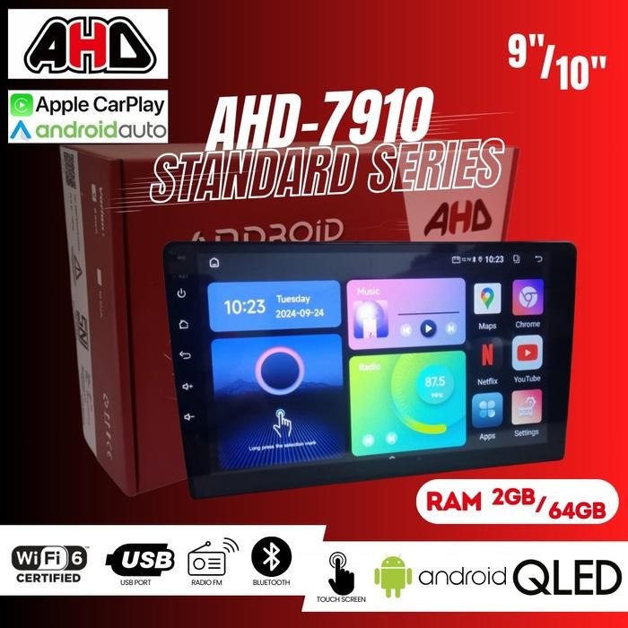 Headunit Android 10Inch AHD-7910 RAM 2+64GB QLED